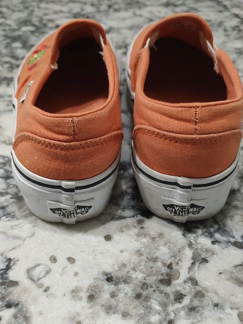Vans Orange Slip-On Sneakers with Fruit Embroidery